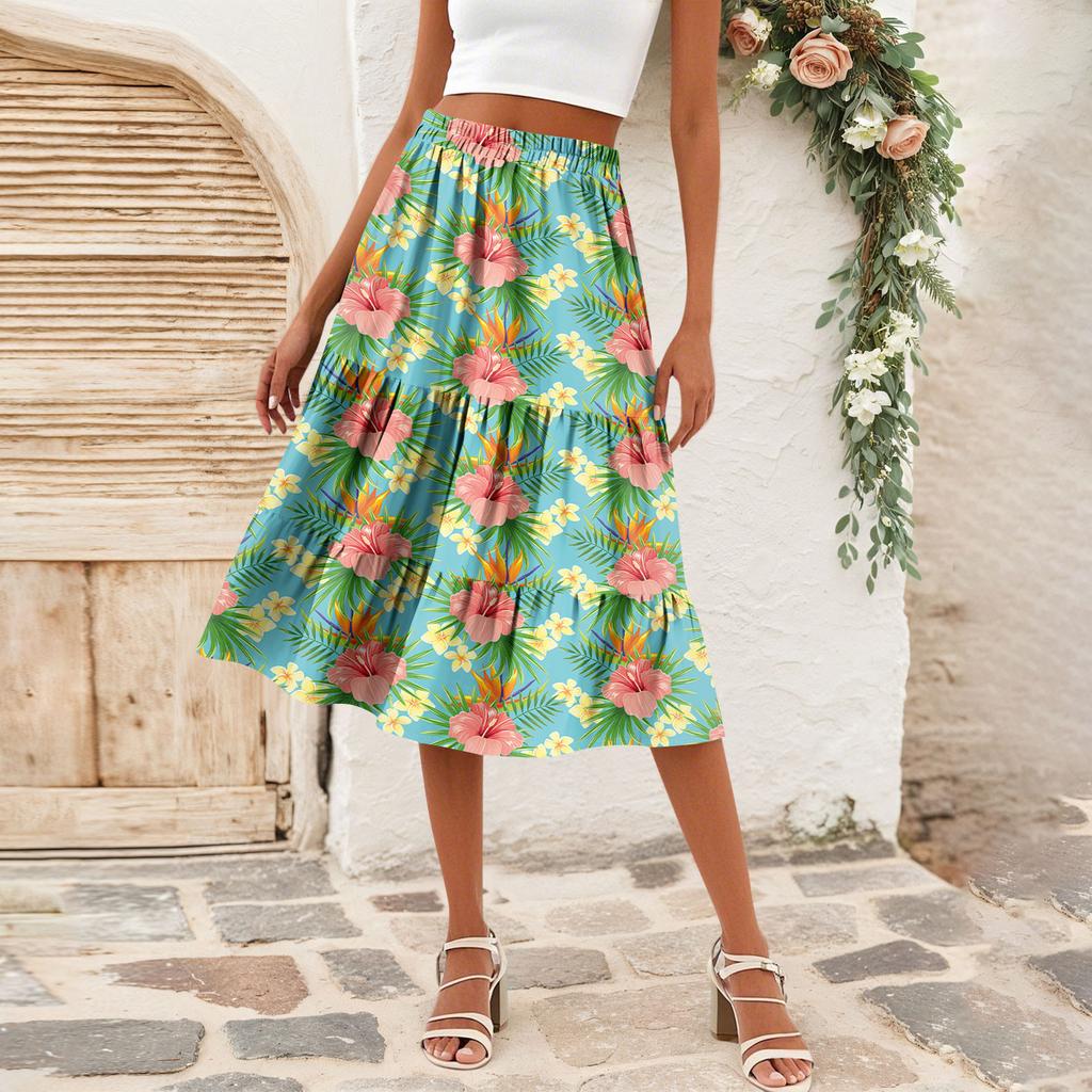 Женская повседневная юбка А-силуэта с высокой талией, юбка в полоску с принтом в горошек и карманами