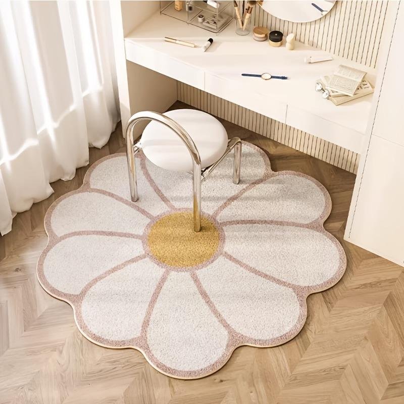 Nordic Fluffy Sun Flower Special Shape Plush Carpet Bedside Rugs Girl Bedroom Home Decor Children Room Floor Mats Soft Rug
