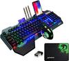 LexonTech Gaming Keyboard Mouse Limbo LED 3800mAh Large 2400DPI Metal Waterproof Wireless 6 Key Silent Mouse Mouse Pad Set, Backlight, Capacity,