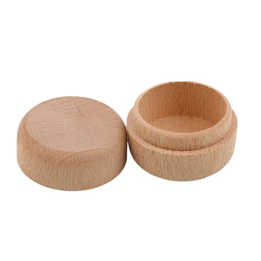 Wooden Round Wedding Craft Vintage Natural Decorative Storage Box Jewelry Case
