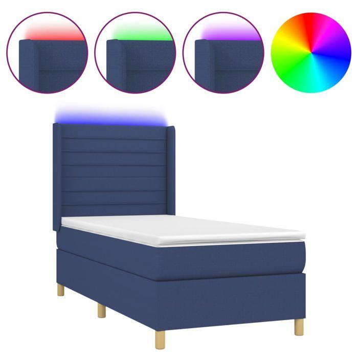 VidaXL Slat Bed Base with Mattress and LED, Upholstered Bed, Single Bed, Adult Bed for Interior Bedroom, 3138923