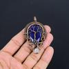 Blue Sapphire Pendant, Handmade Gemstone Pendant, 999 Copper Wire Wrapped Pendant Antique Jewelry, For Engagement Gift