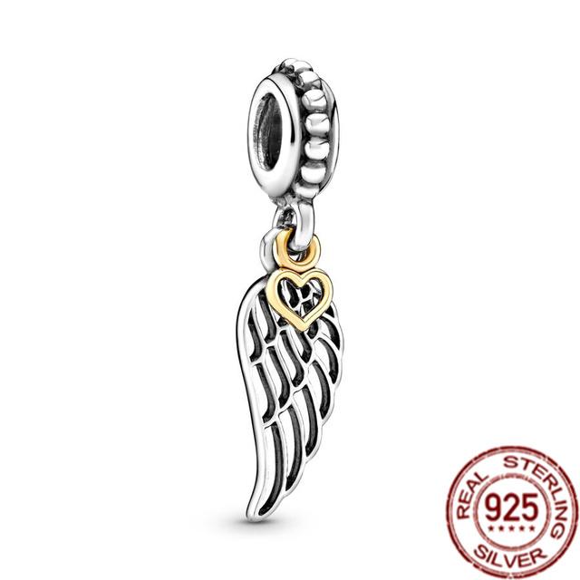 Новые балетки из стерлингового серебра 925 пробы и с подвесками в виде крыльев ангела из бисера, подходят для милого модного браслета, ожерелья, ювелирные изделия для женщин, подарок