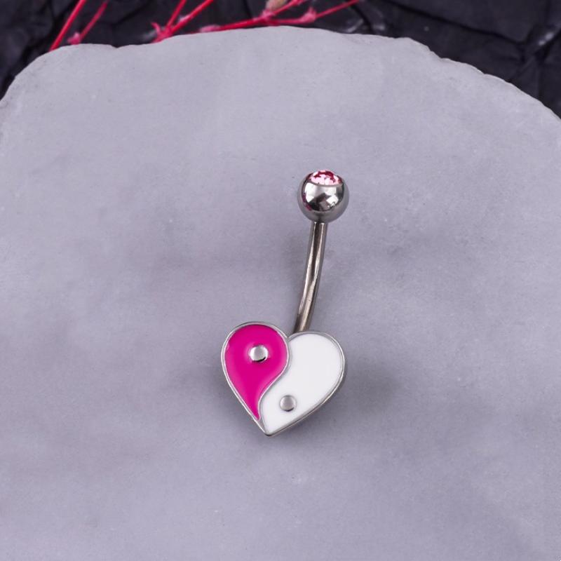 Кольцо для пирсинга пупка 'Паук' из нержавеющей стали с подвеской в виде сердца с цирконом для женщин, украшение для пирсинга тела