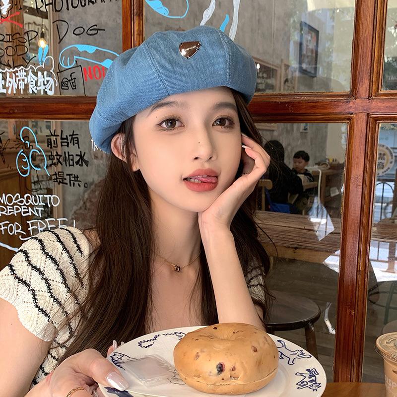 Милая и симпатичная шляпа женская 2024 новый ковбойский берет женский универсальный для лица маленький большой окружности головы восьмиугольная шляпа лето