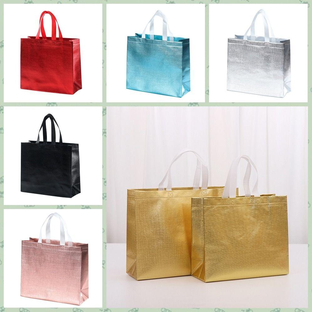 Eco-Friendly Film Coated Laser Gift Bag Reusable Shopping Pouch Gift Packing Bag  Birthday Party