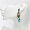 Fashionable Women Girl Long Rhinestone Pendant Earrings Decoration Jewelry Accessory (Green)