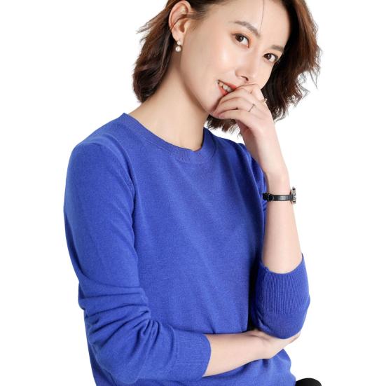 Женские зимние топы, однотонные, с круглым вырезом, с длинным рукавом, свитер, свободный