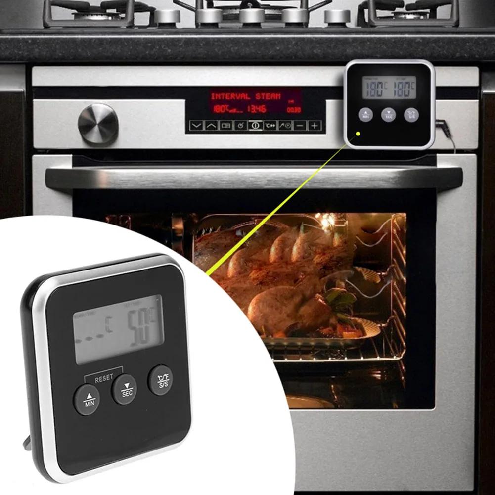 Kitchen Digital Cooking Thermometer Meat Food Temperature Tester for Oven BBQ Grill Timer Function with Probe Meat Heat Meter