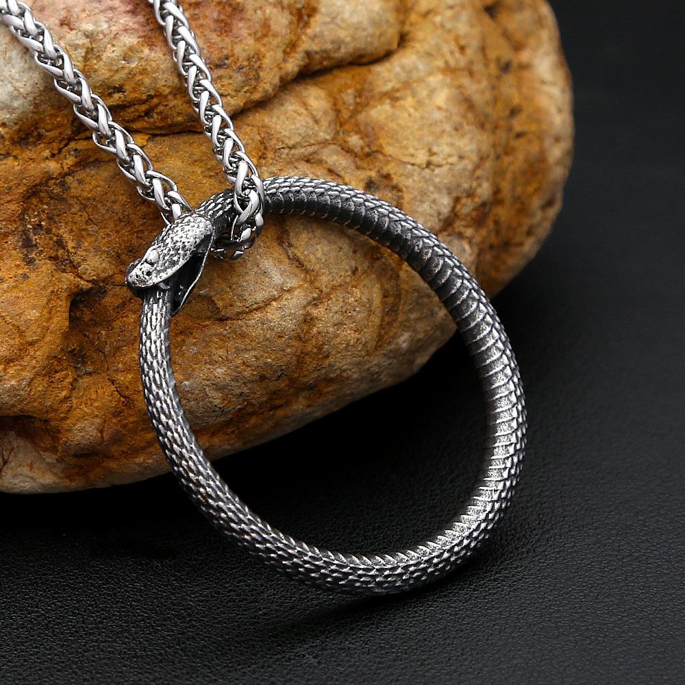 Европейское и американское животное ожерелье из нержавеющей стали в форме змеи, ретро, мужская индивидуальность, тренд, хип-хоп, титановая сталь, подвеска, ювелирные изделия
