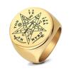 22MM Star Signet Ring Geometric Stainless Steel Ring Trendy Letter Engraved Smooth Surface Jewelry
