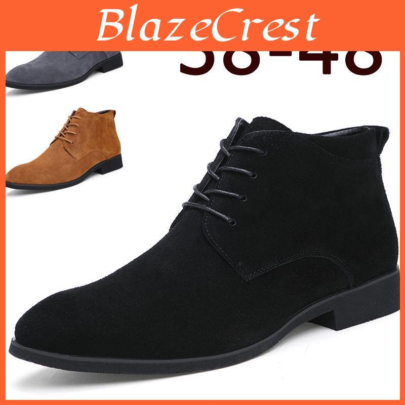 Business Boots Chukka Men For Mens Boots High Top Casual Shoes Outdoor Leather Mens Winter Shoes Male Black Grey 2019