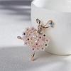 Ballet Girl Elegant Flower Skirt Brooch, Alloy Rhinestone High-end Clothing Accessory Pin