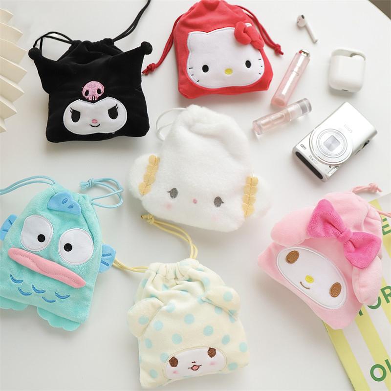 Оригинальная Сумка-мешок Hello Kitty Kuromi Melody Cogimyun Кавайная Монетница Магазин Мелких Предметов Подарок Девочке на День Рождения