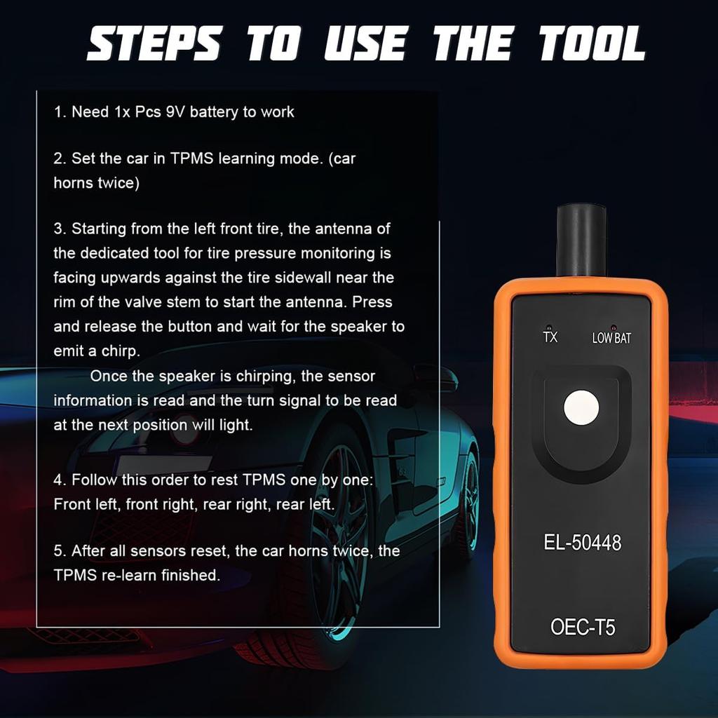 AICEL TPMS Relearn Tool For Car Tire Sensor, EL-50448 Tire Pressure Monitor Sensor Activation Reset Tool OEC-T5, System Programming Training For