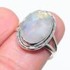 Натуральный Радужный Лунный Камень Драгоценный Камень 925 Проба Стерлинговое Серебро Подарочное Кольцо Р.7 C6S65
