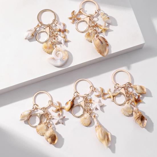 Beach Keychain Pendant Imitation Shell Conch Starfish Design Handbag Pendant Keyring Bag Charm Wallet Accessory