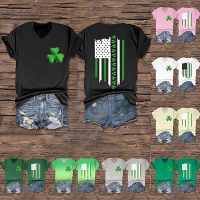 Женская повседневная одежда St. Футболка с короткими рукавами и V-образным вырезом с принтом Патрика