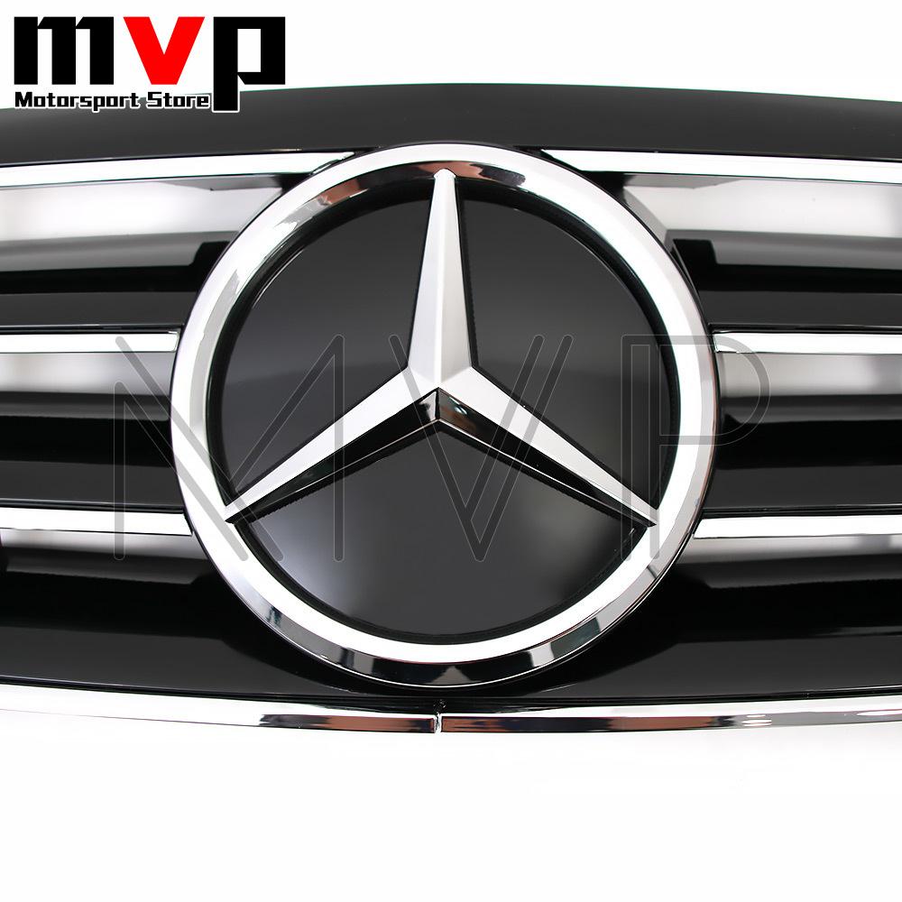 Chrome Black Sport Style Front Racing Grille With 3D Star Emblem Logo For Mercedes Benz C-Class W203 2001-07 C200 C240 C320 C350 af1