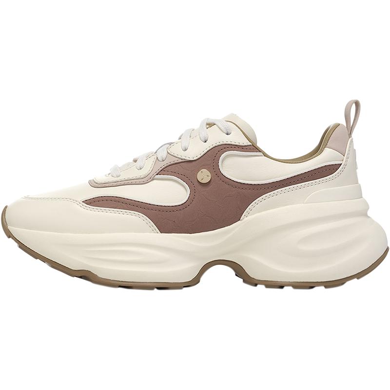 Li-Ning 1990 Классическая серия Легкие Высокая упругость Повседневная обувь Женские кроссовки Молочно-белый Грибной коричневый ALJU018-3