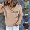 Women's Pullover Hoodies Tops Letter Printing Casual Button Down Long Sleeve Pocket Sweatshirts