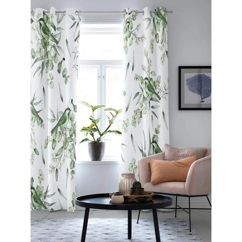 Летние зеленые листья птица акварельные оконные шторы для гостиной, спальни, современные кухонные жалюзи, шторы, шторы