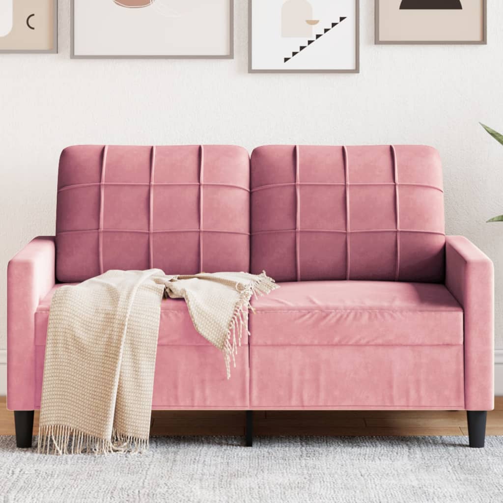 2 Seater Sofa in Pink 120 cm Velvet
