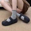 Women's Mary Jane Shoes 2025 Winter New Outdoor Bow Knot Plush Casual Shoes Lightweight Comfort Soft Sole Non Slip Flats