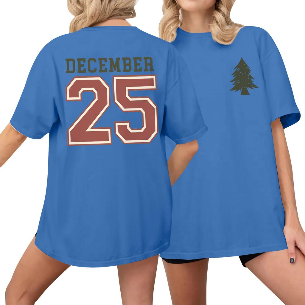 Women's Casual Printed T-Shirt Round Neck Pullover Short Sleeve Top