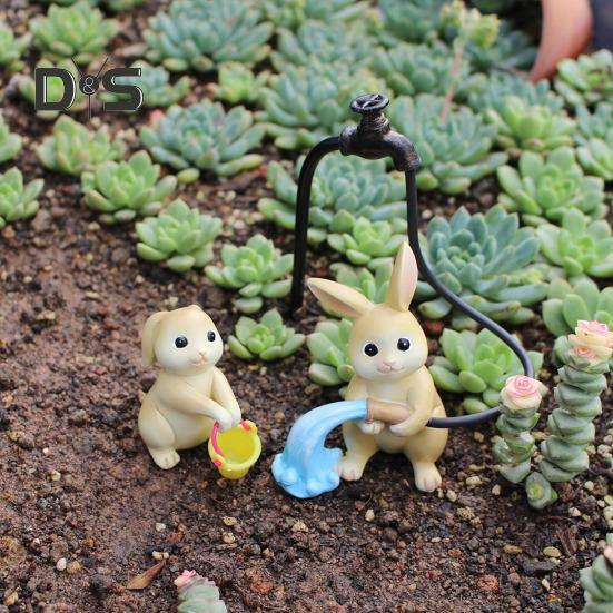 Скульптура кролика Флеш Декор для двора Фигурки кроликов из смолы Домашний сад Статуэтки для улицы Пасхальное украшение кролика