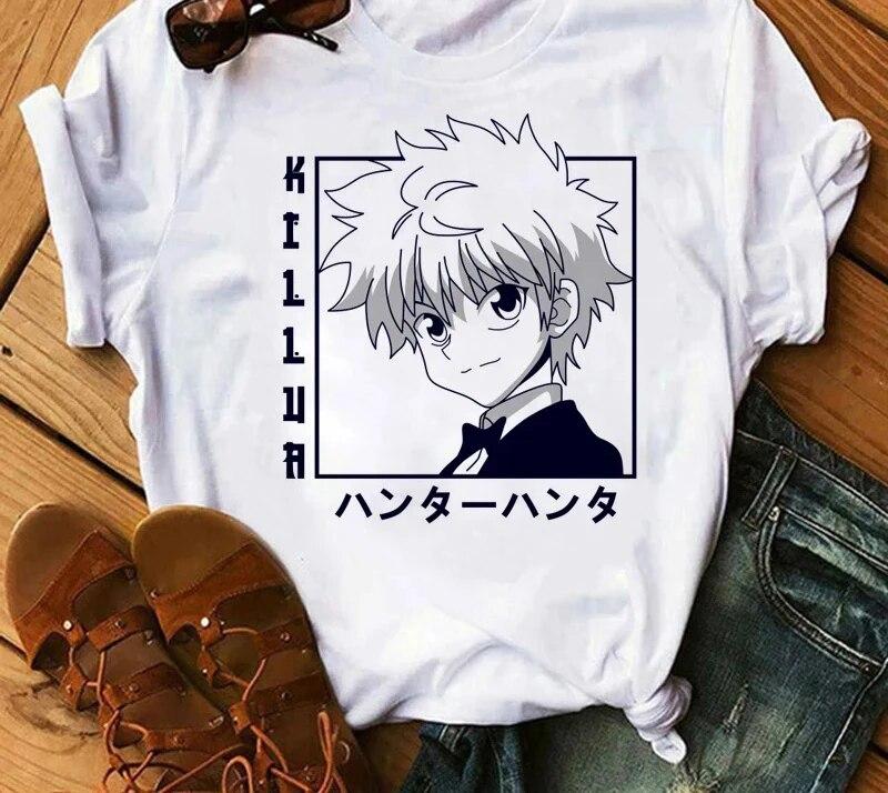 Футболка с графическим принтом японского аниме Hunter x Hunter, модная повседневная винтажная футболка с коротким рукавом, женская футболка больших размеров