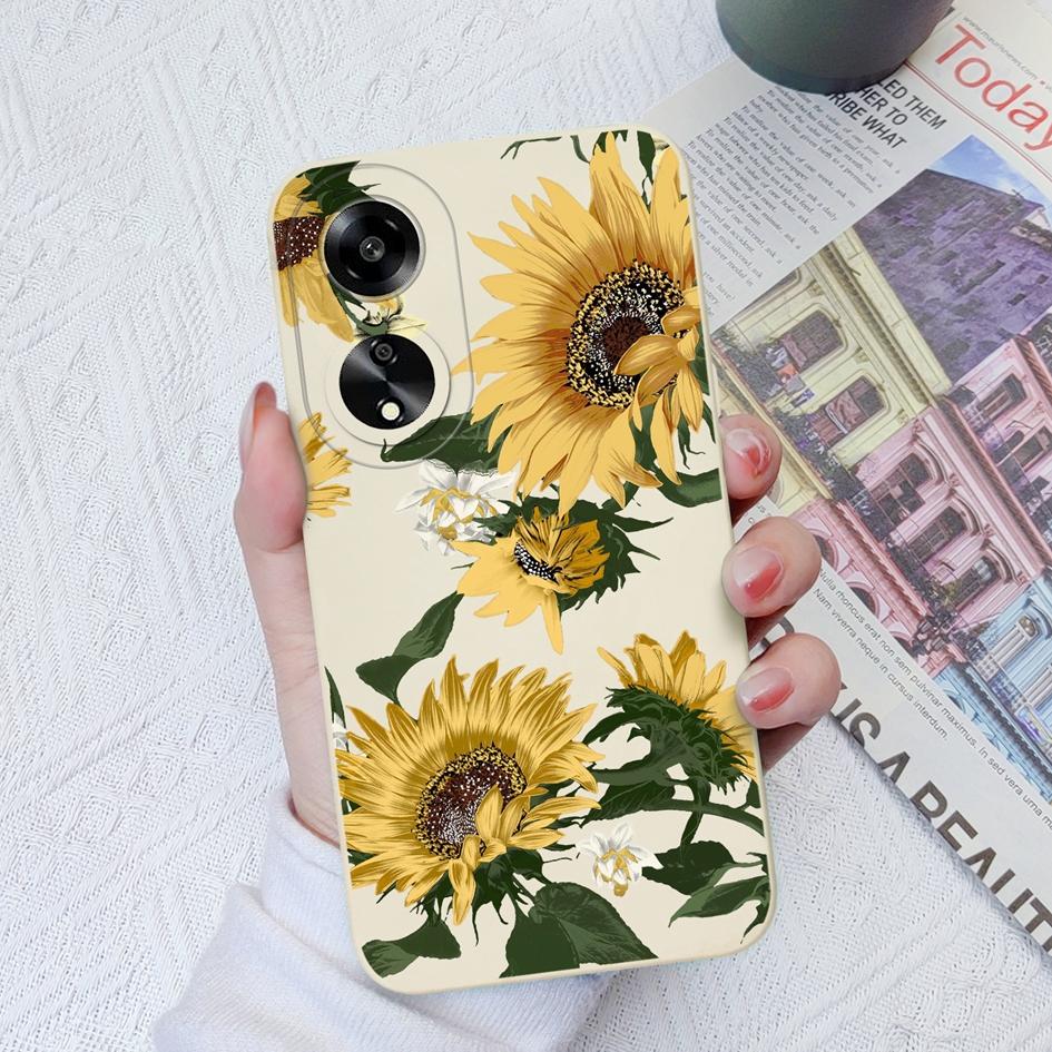 Красивый чехол для телефона с подсолнухом для Oppo A11 A1K A1 A7 A15 A55 A35 A52, квадратный жидкий силикон, высококачественный чехол с защитой от отпечатков пальцев для Oppo