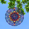 10-Inch Colorful Mandala Wind Spinner – 3D Laser-Cut Metal Art Decor, 360° Rotating Hook for Indoor/Outdoor Use – Vibrant Geometric Garden Spinner