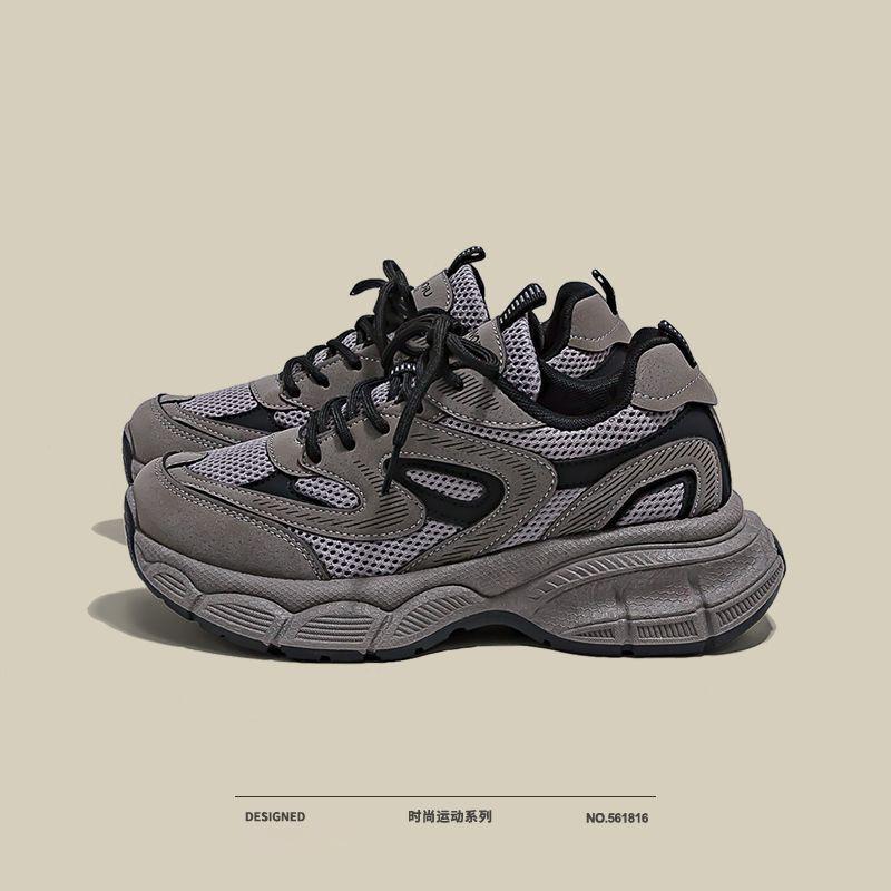 Фиолетовые кроссовки для папы женские весенне-осенние студенческие универсальные повседневные спортивные кроссовки спортивная платформа женская обувь серые с увеличением роста