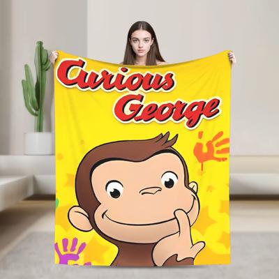 Curious George Funny Cartoon Flannel Blanket Monkey Awesome Throw Blankets for Home Quilt,