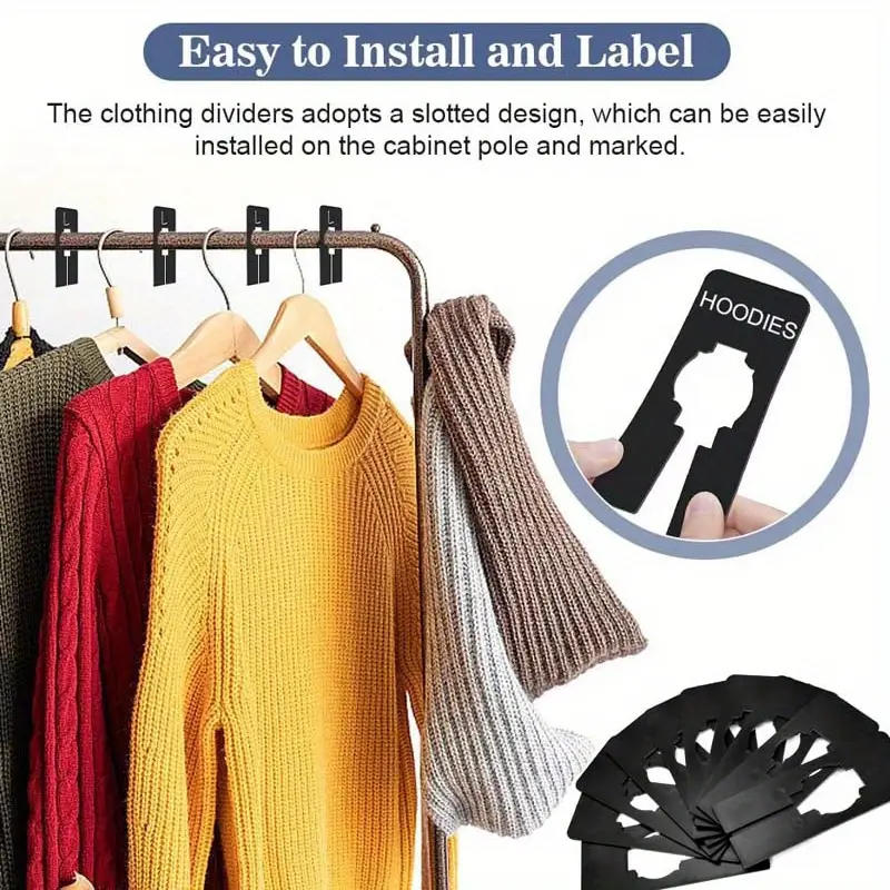 Прямоугольные разделители для вешалок для одежды Разделители для шкафов Разделители для вешалок с возможностью записи
