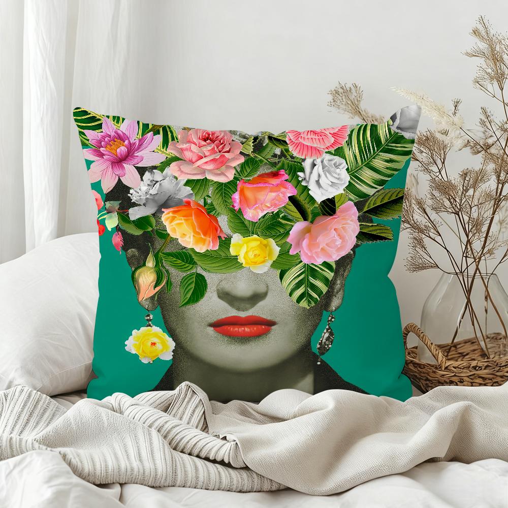 Art Pillow Case Bedroom Sofa Living Room Backrest Decoration Square F-Frida Flower K-Kahlo-S Classic Cushion Nap Time