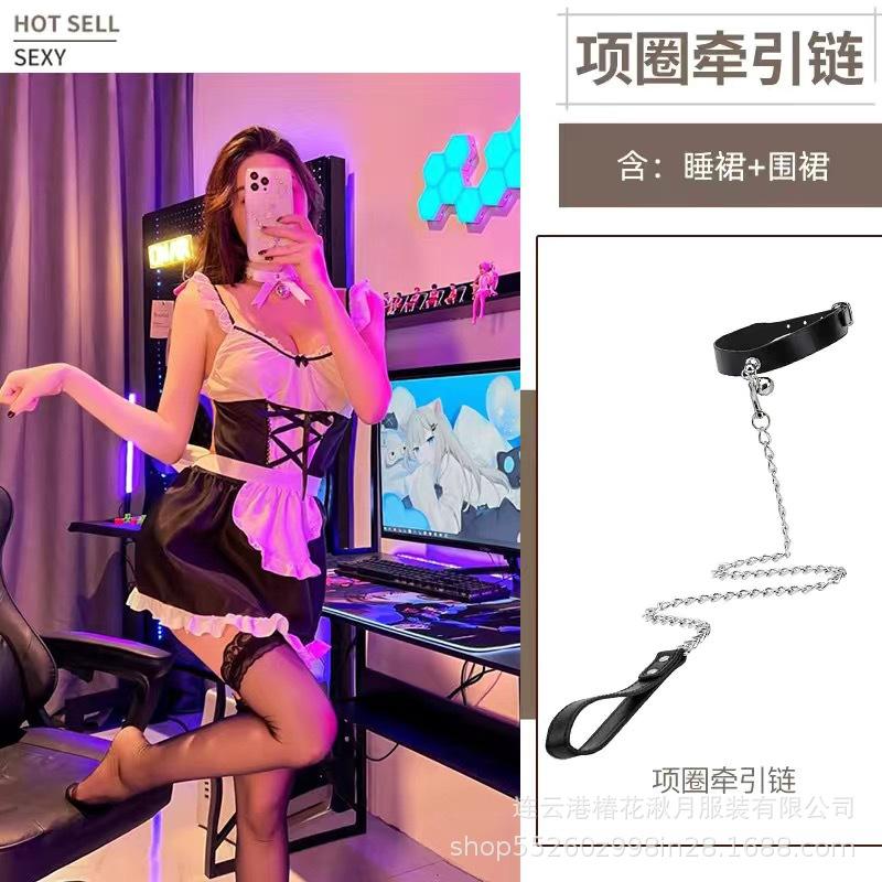 Сексуальная униформа большого размера Соблазнение Горничная Косплей Милый комплект с подвязками Милая горничная