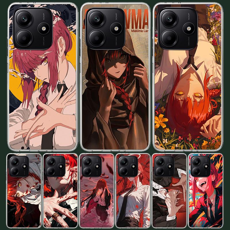 C-Chainsaw Mans Makima Phone Case For Xiaomi Redmi Note 14 13 14S 12S 12 11S 11T 11E Pro Plus 10S 10 9S 9 Art Customized Coque C
