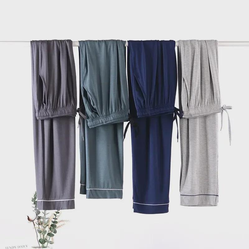 Мужские повседневные пижамные брюки из модала – свободные, тонкие домашние брюки для ношения в помещении и на улице