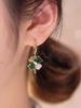 Elegant Green Four-Leaf Clover Micro-Inlaid Earrings - Trendy Japanese & Korean Design