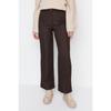 Brown High Waist Rib Detailed Wide Leg Woven Trousers Tctaw23tp00006