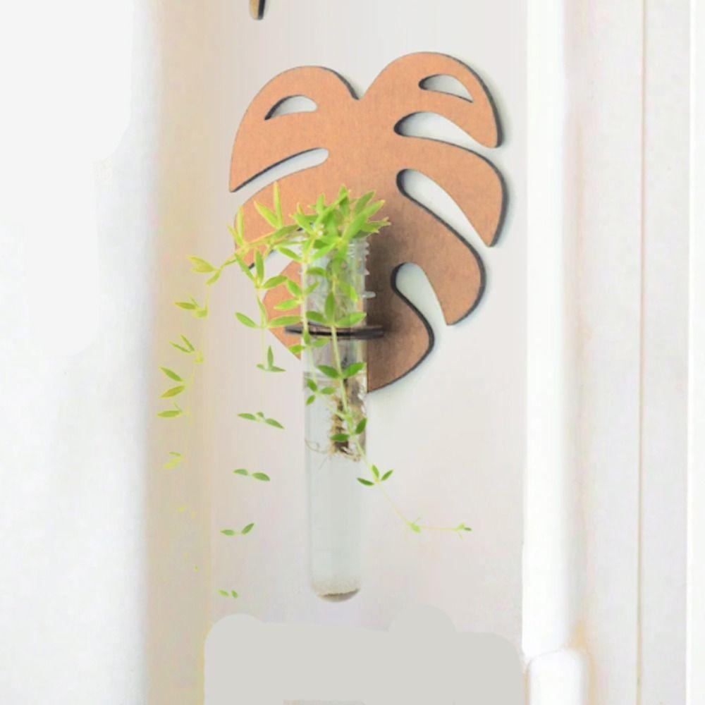 Plant Storage Rack Hydroponic Vase Leaf Shape Hanging Planter Wall Hanging Vase  Home/Office Decor