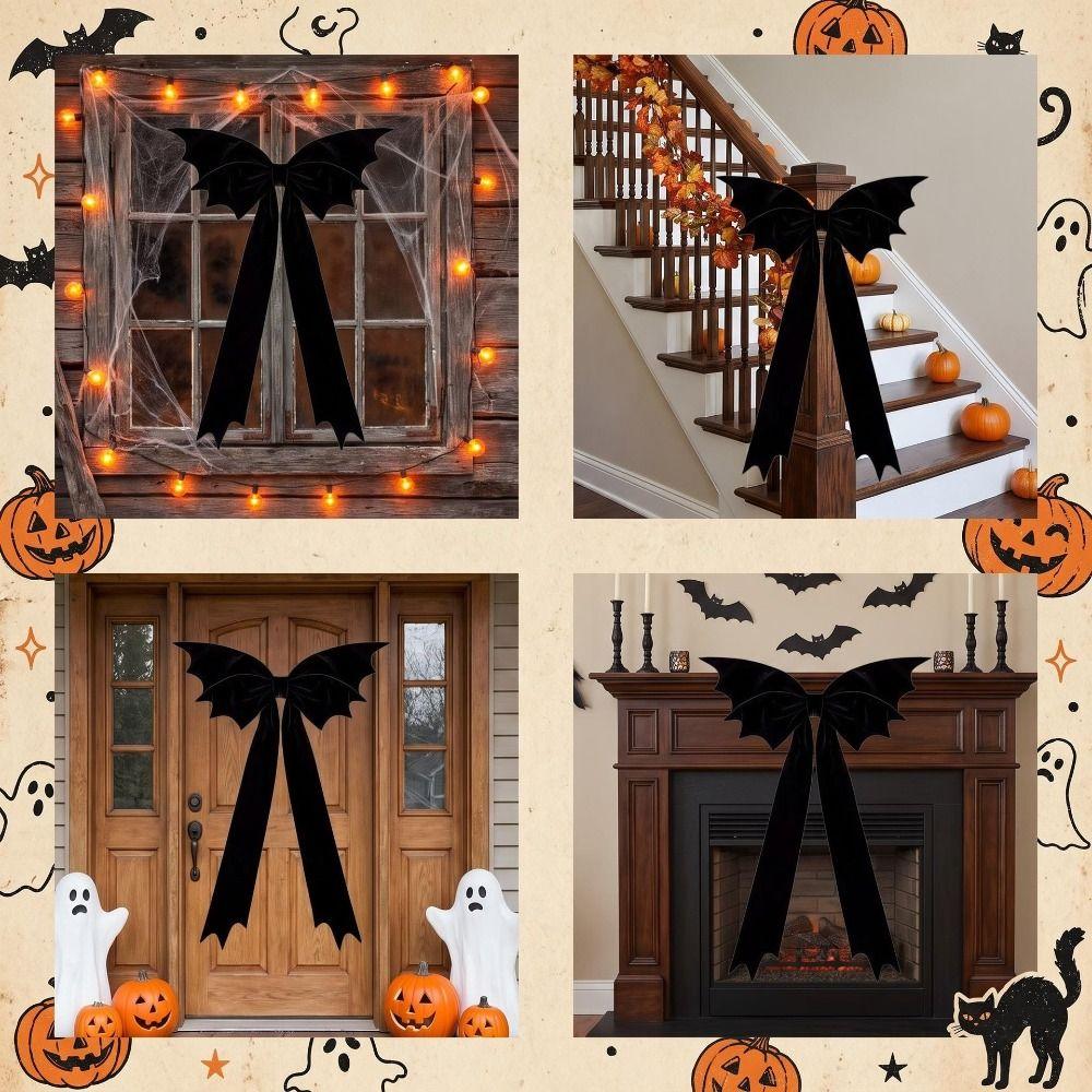 Black Velvet Door Hanging Ornament 115cm Oversized Bow Hair Accessory Christmas Party