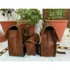 Leather Motorcycle Saddle Bag Pouch Side Bags Panniers Tool Luggage Brown Combo