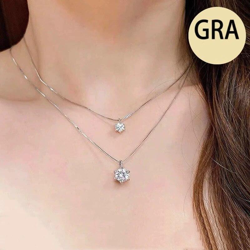 Ожерелье с муассанитом, сертифицированное GRA, 2 карата для женщин, цвет D, подвеска VVS1, стерлинговое серебро 925 пробы, подарки для свадебной вечеринки, ювелирные изделия премиум-класса