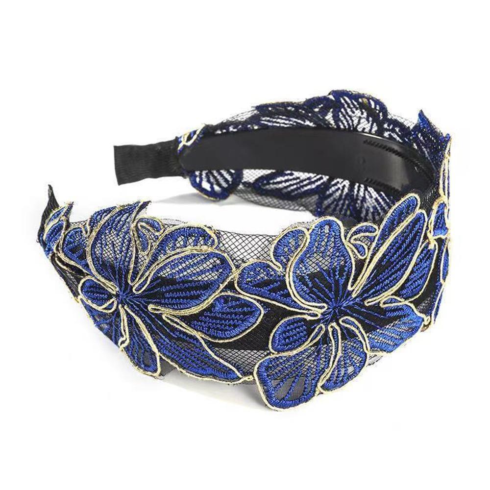 Non Slip Hair Hoop Wide Side Hollow Headwear Ins Lace Mesh Hair Band Hair Accessories