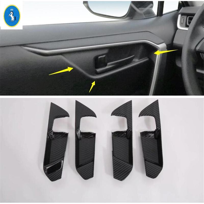 Inner Door Pull Handle Hand-clasping Bowl Cover Trim For TOYOTA RAV4 RAV 4 XA50 - Carbon Fiber Interior Accessories