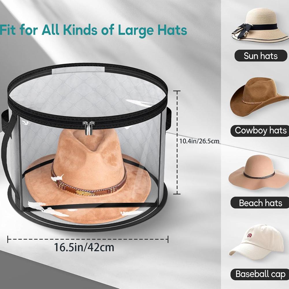 Hat Storage Bucket Hat Storage Organizer Clothing Hat Travel Organizer,Foldable Round Brim Hat Storage Bag with Handle Visualiz