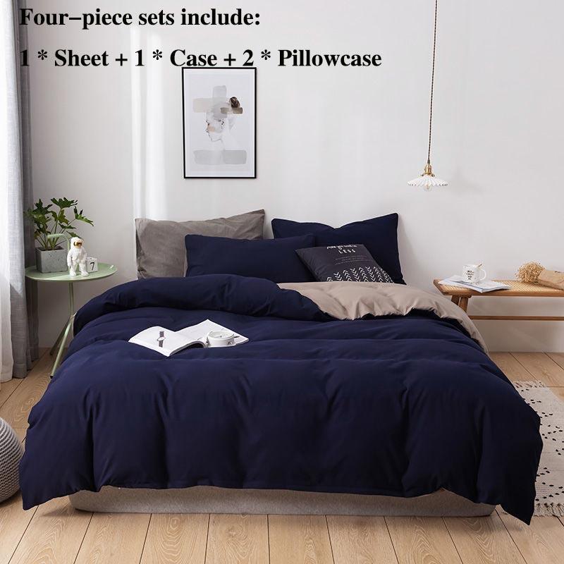 Окруженная и простая кровать. Комплекты постельного белья из четырех частей с подушками и рукавами. Комплект домашнего постельного белья. Двуспальная кровать шириной 1,8 м, 2 метра.